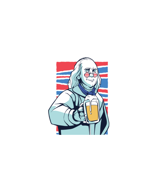 Benjamin Franklin Beer model alb pe tricou
