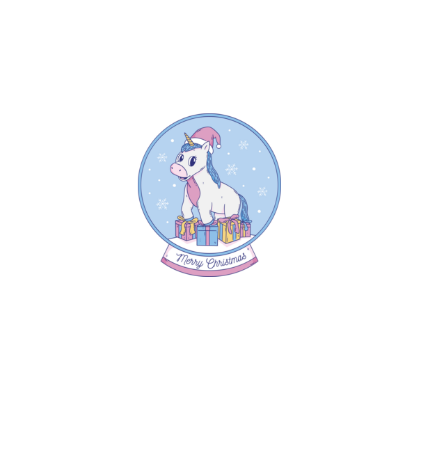 Glob de zăpadă drăguț, de Crăciun, cu Unicorn model negru pe tricou