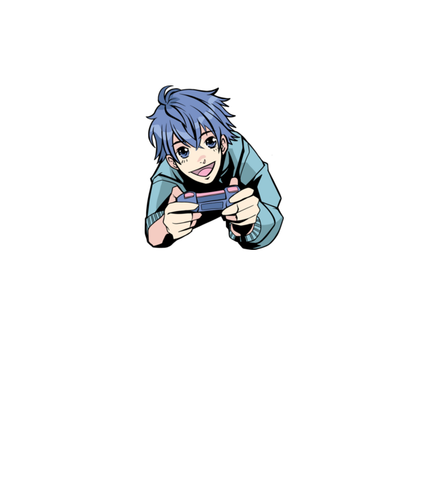 Anime băiat Gamer model alb pe tricou