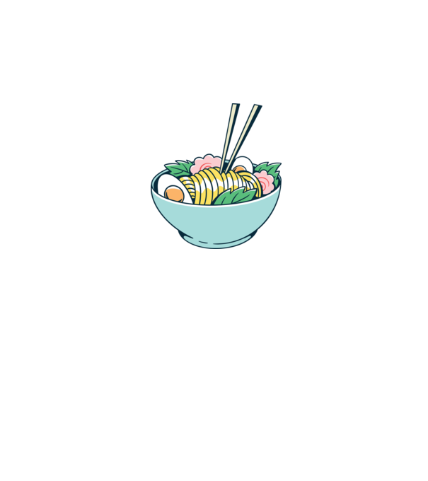 Paste Ramen model albastru închis pe tricou