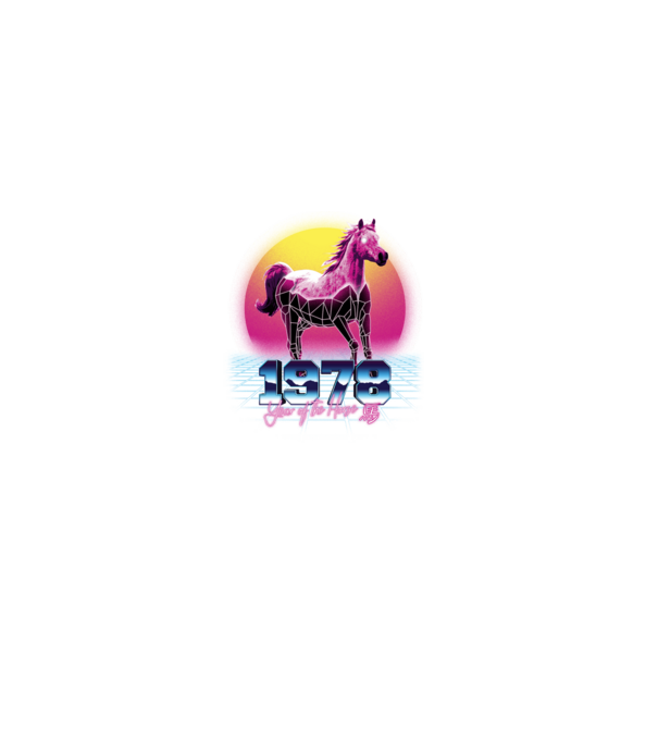1978 Year of the Horse model negru pe tricou