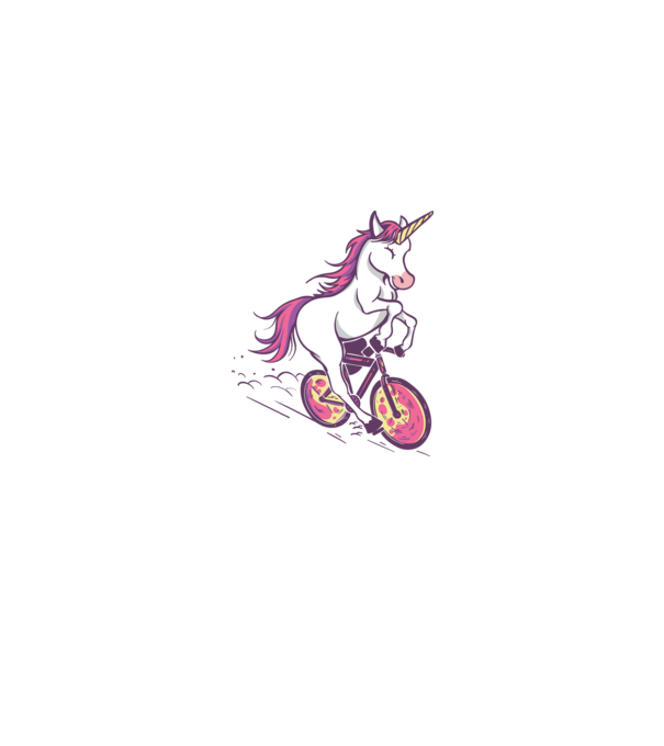unicorn cu bicicletă model roz deschis pe tricou