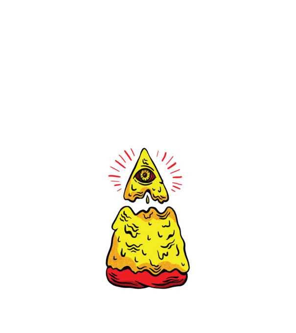 Illuminati Pizza model negru pe tricou