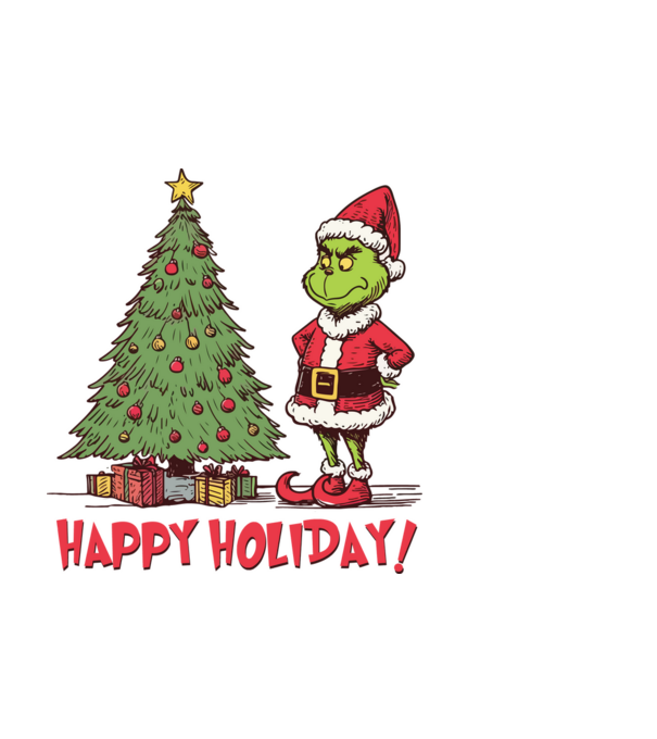 Happy Holiday Grinch model negru pe tricou