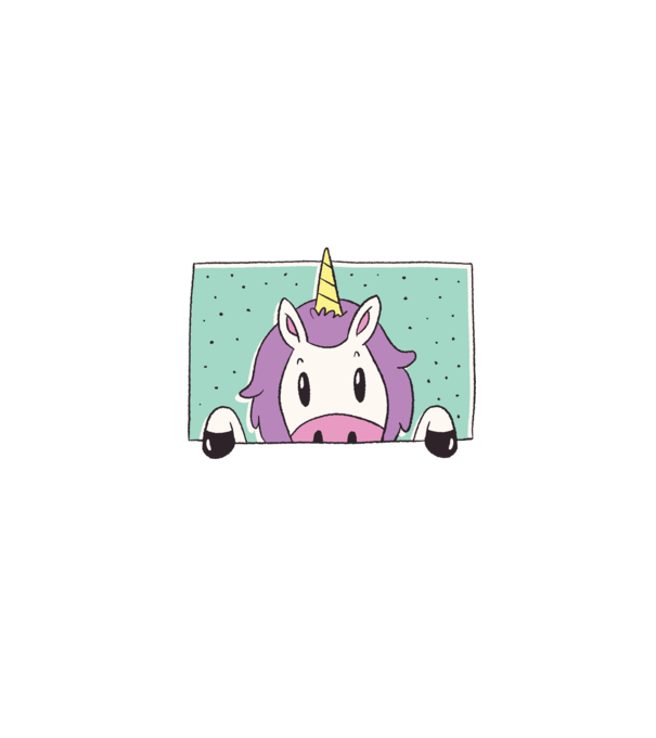 Unicorn curios model alb pe tricou