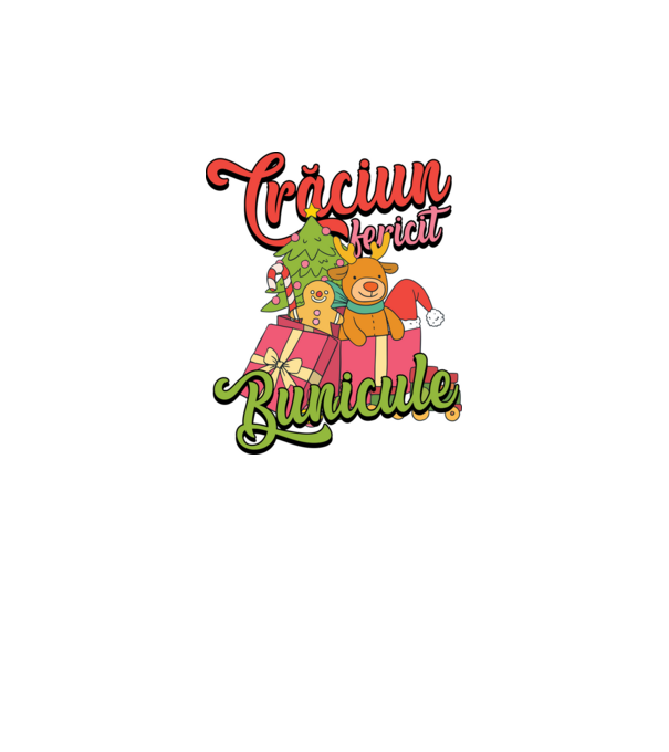 CRĂCIUN FERICIT BUNICULE model negru pe tricou