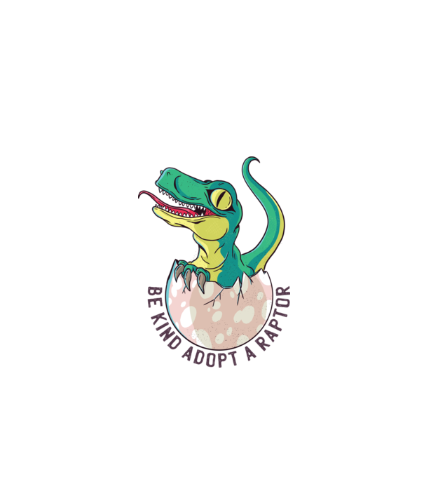 Be kind adopt a Raptor tricou cu dinozaur model alb pe tricou