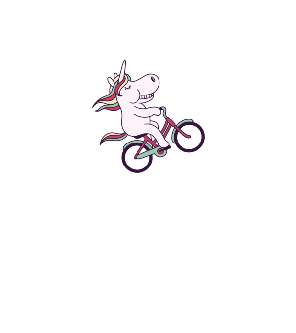 unicorn cu bicicletă model alb pe tricou
