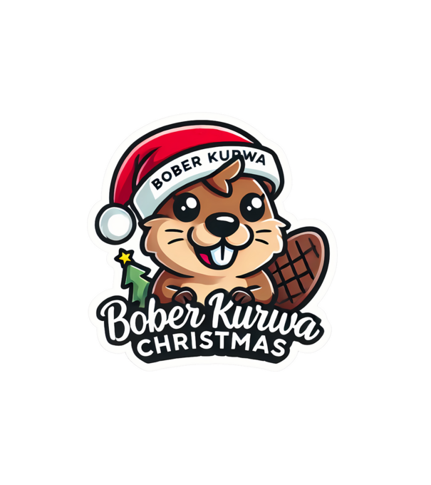 Bober Kurwa Christmas 1 model alb pe tricou