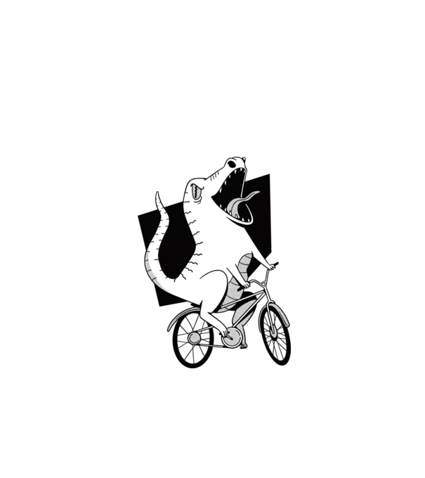 Dinozaur cu bicicletă model negru pe tricou