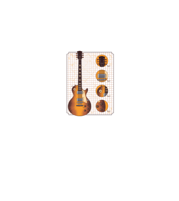 Gibson Chitară desen gold model gri pe tricou