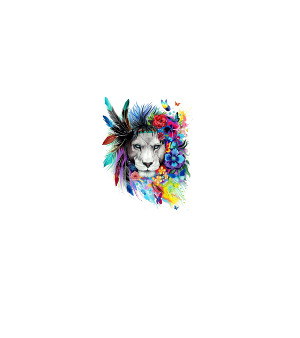 lion color jungle model alb pe tricou