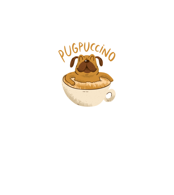 Pugpuccino Capuccino cu Mops model negru pe tricou