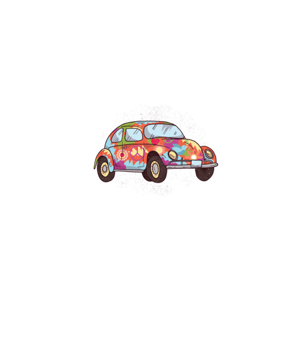 Hippy Beetle Volkswagen model albastru jeanși pe tricou