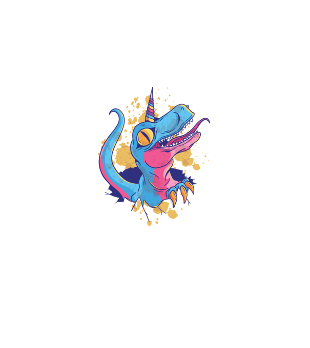Unicornsaurus - Dinozaur Unicorn model negru pe tricou