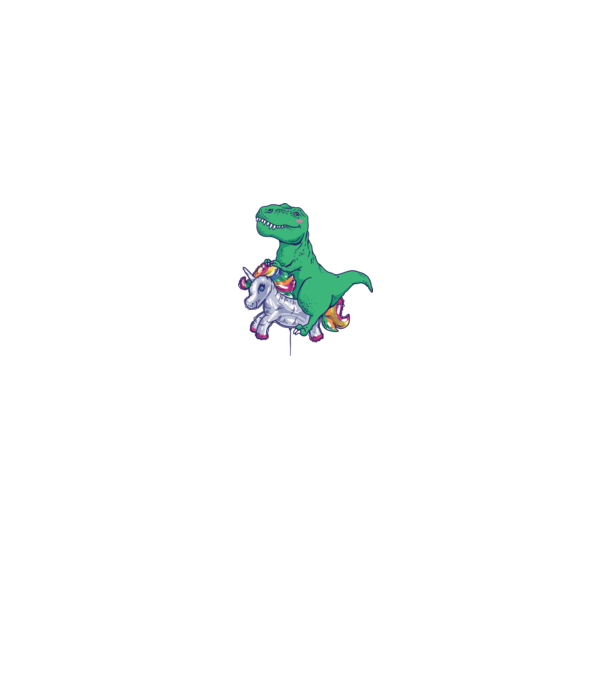 T-rex pe Unicorn balon model alb pe tricou