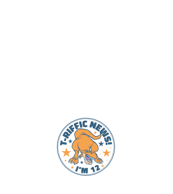 'T-rex Terrific news i''m 12' model alb pe tricou