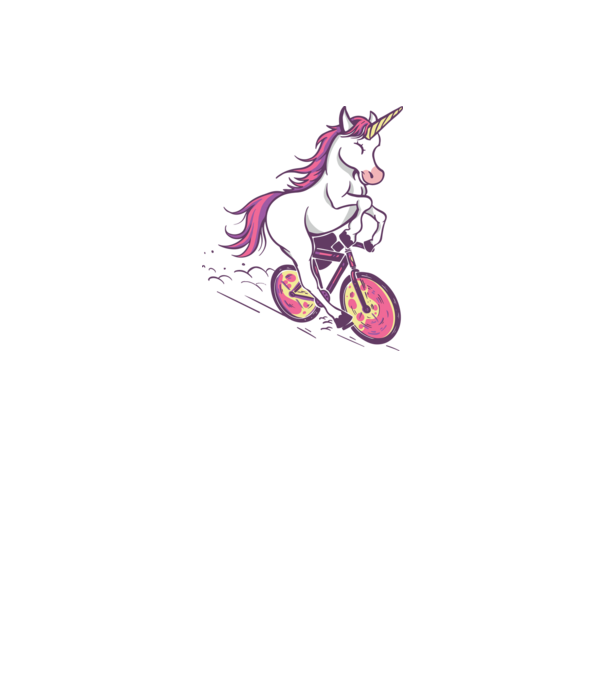 unicorn cu bicicletă model dusty pink pe tricou