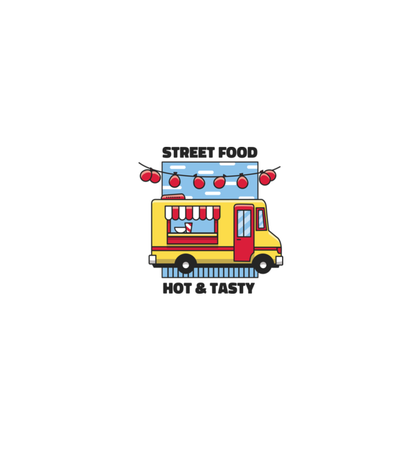 Foodtruck model alb/roșu pe tricou