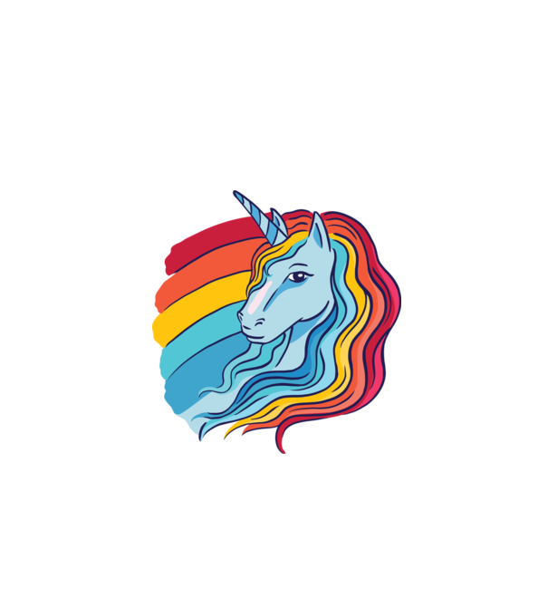 Unicorn cu Curcubeu model albastru închis pe tricou