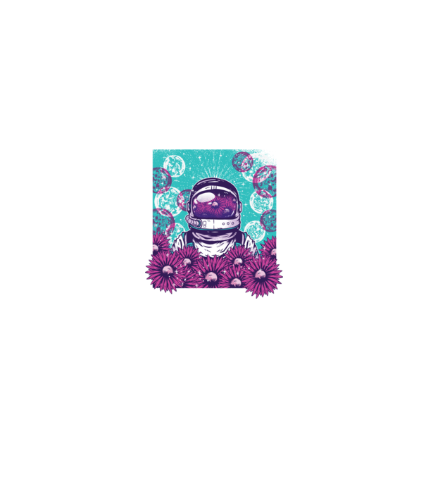 Floral Astronaut model negru pe tricou