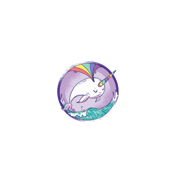 Unicorn drăguț Balenă - Narval model alb/roșu pe tricou