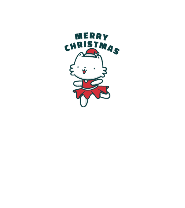 Pisică Merry Christmas model alb pe tricou