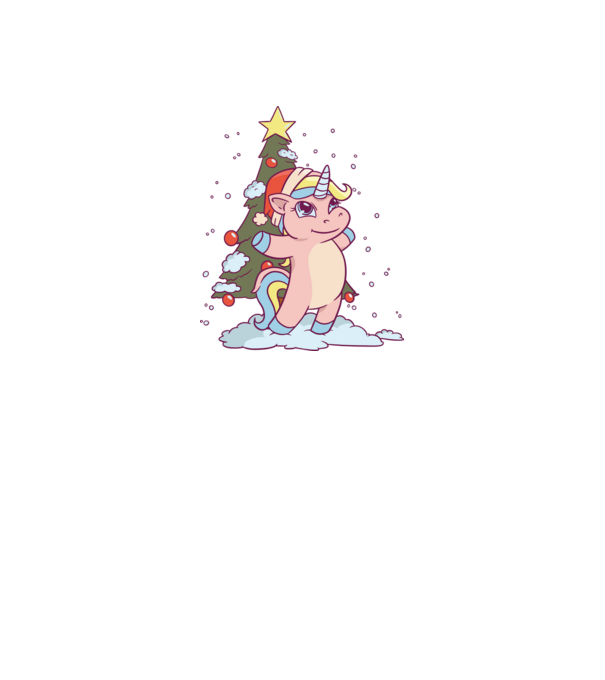Unicorn de Crăciun model dusty pink pe tricou