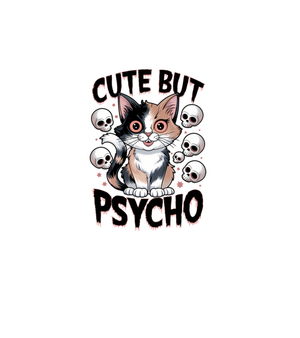 Cute, but Psycho pisică Alb model alb pe tricou