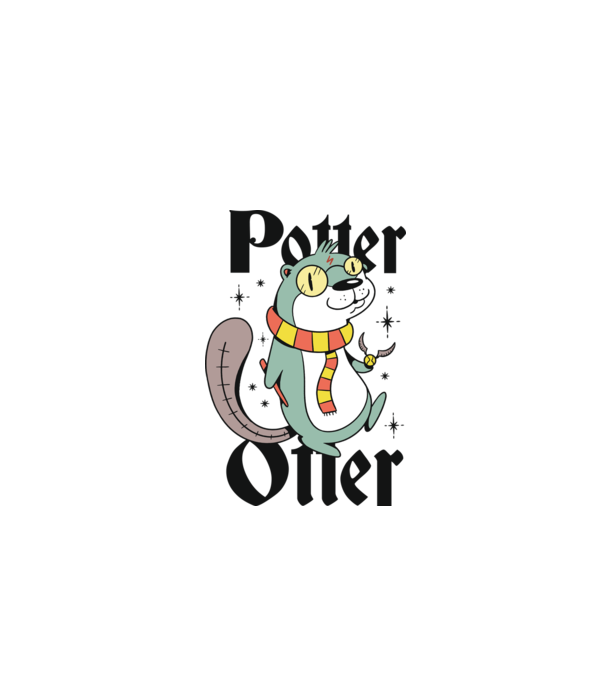 Potter Otter Vidra model alb pe tricou