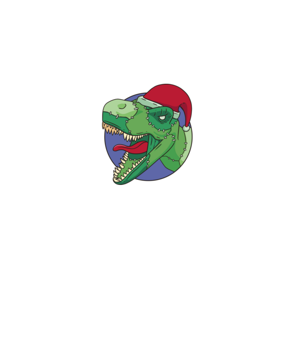T-rex Santa model nisipiu pe tricou