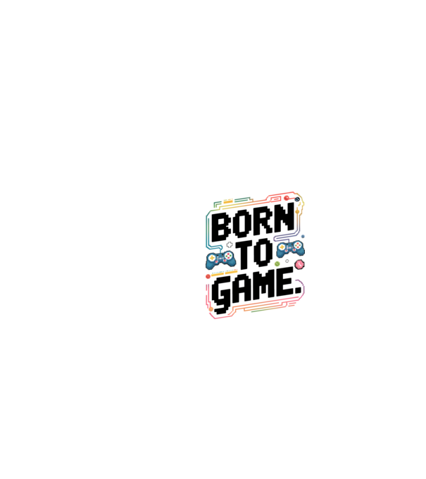 Born to Game Pixel Alb model alb pe tricou