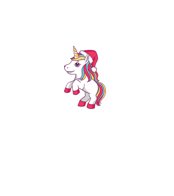 Unicorn de Crăciun model alb pe tricou