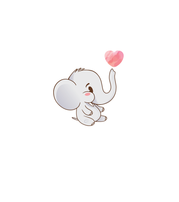 Elefant drăguț model alb pe tricou