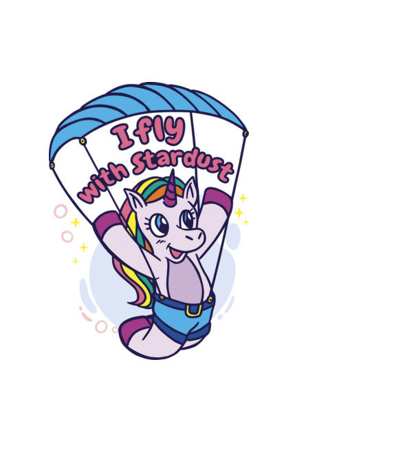 Unicorn parașutist model negru pe tricou