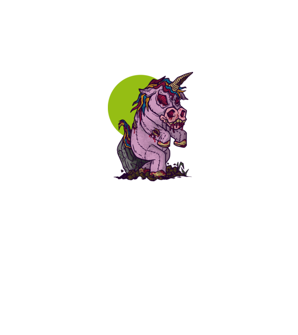 Zombie unicorn model albastru închis pe tricou
