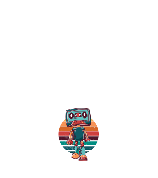 Robot Casetă retro model negru pe tricou