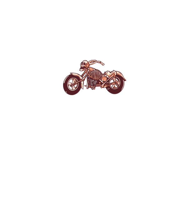Motocicletă cu Schelet model alb pe tricou