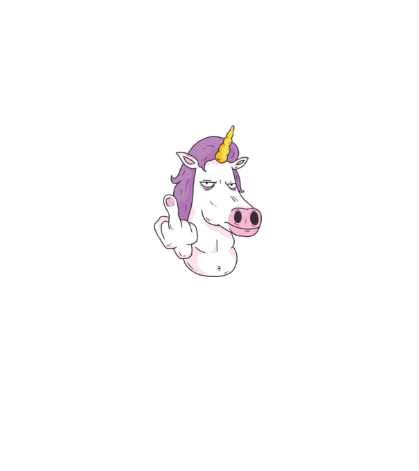 Unicorn arată degetul model negru pe tricou