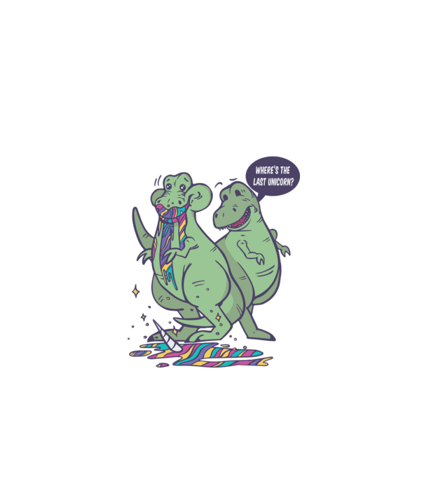T-rex a mâncat unicornul model alb pe tricou