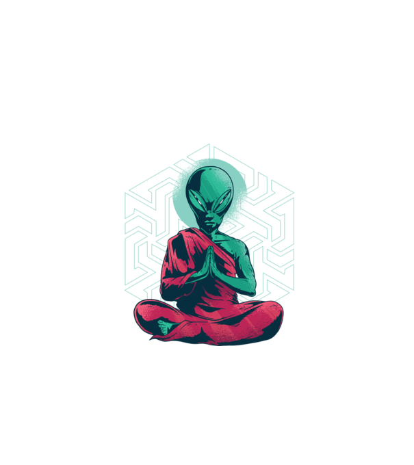 Meditație Alien model negru pe tricou
