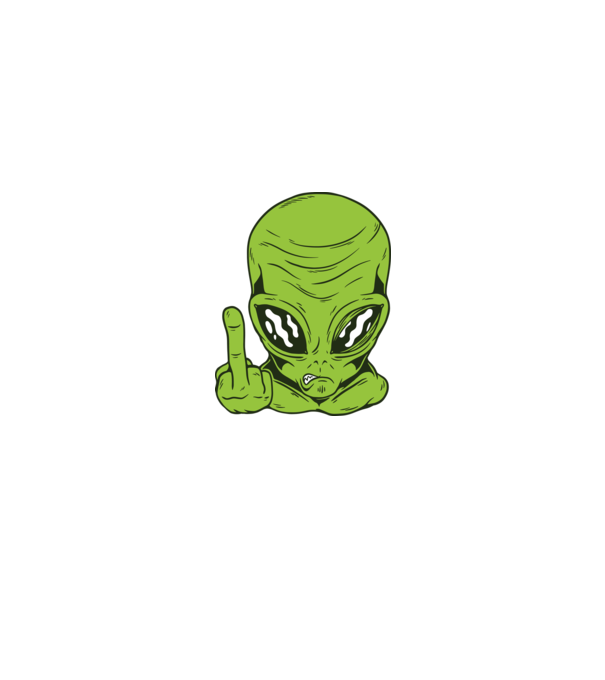Alien arată degetul model negru pe tricou