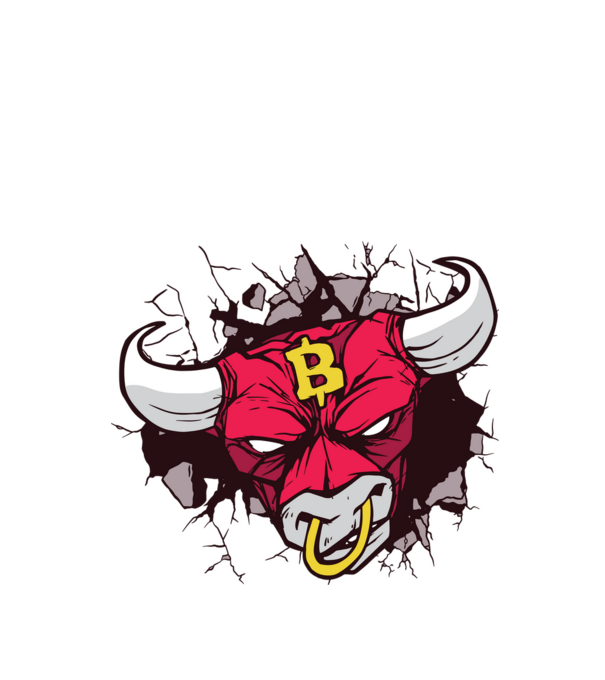 Taur Bitcoin model alb pe tricou