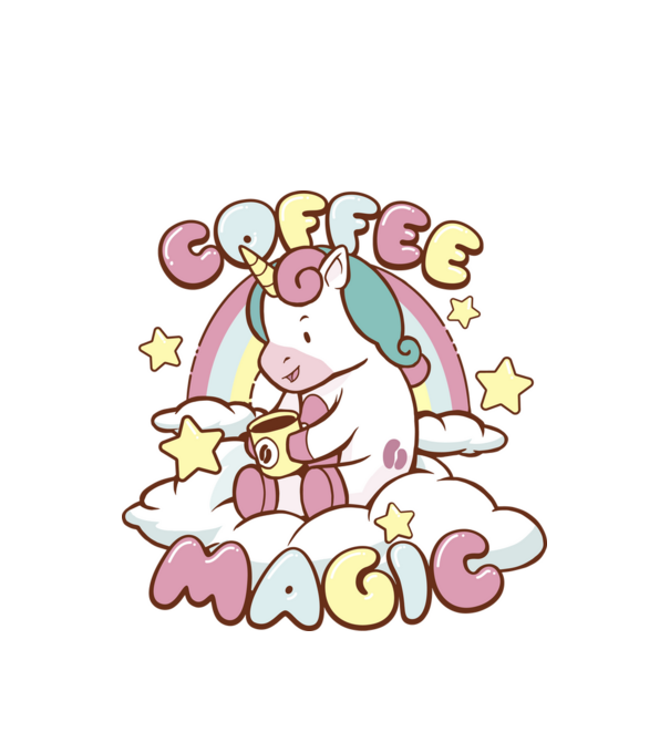 Cafea Magică Unicorn model alb pe tricou
