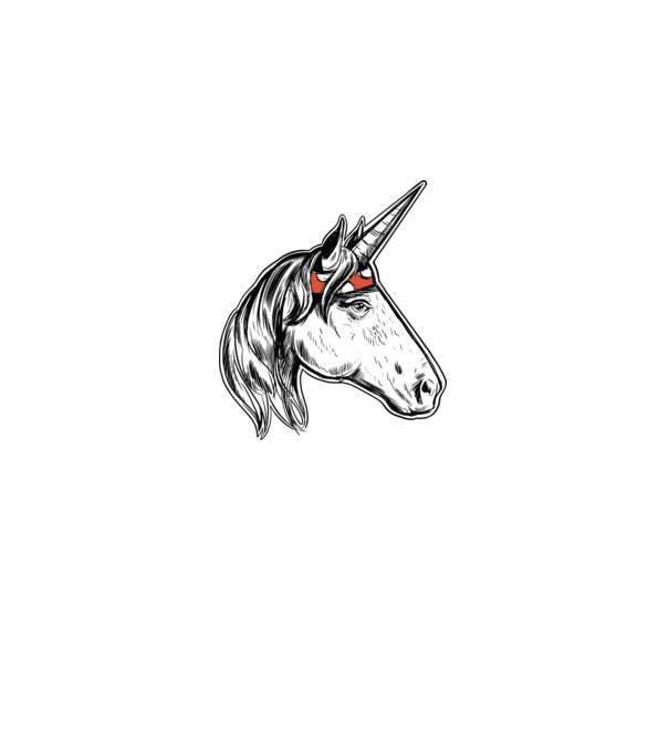 Cal Unicorn model albastru regal pe tricou
