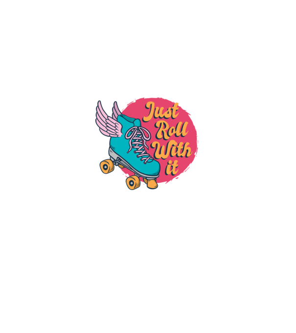 Just Roll with it - patine cu rotile model negru pe tricou