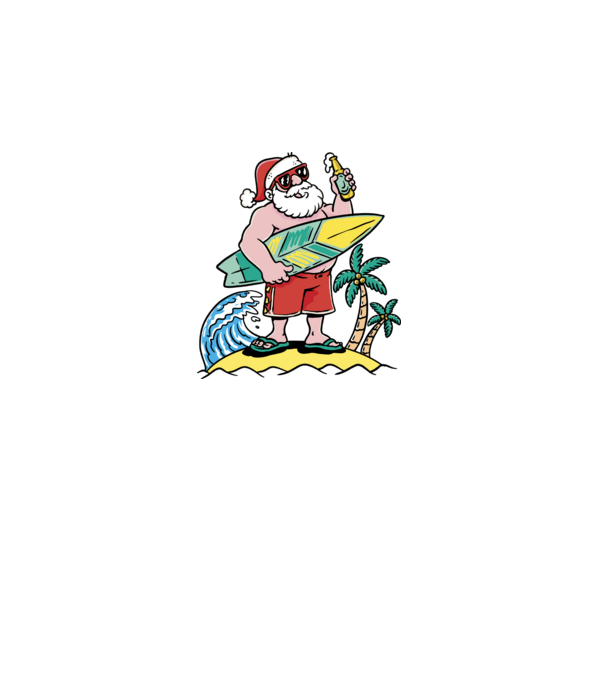 Santa Claus Summer model alb pe tricou