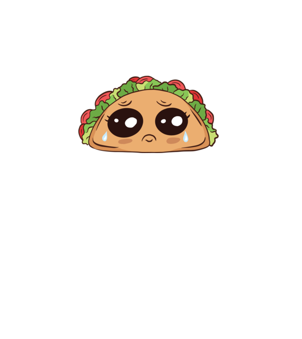 Taco trist model alb pe tricou