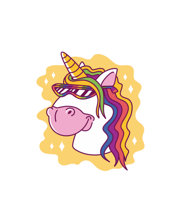 Cap de unicorn model alb pe tricou