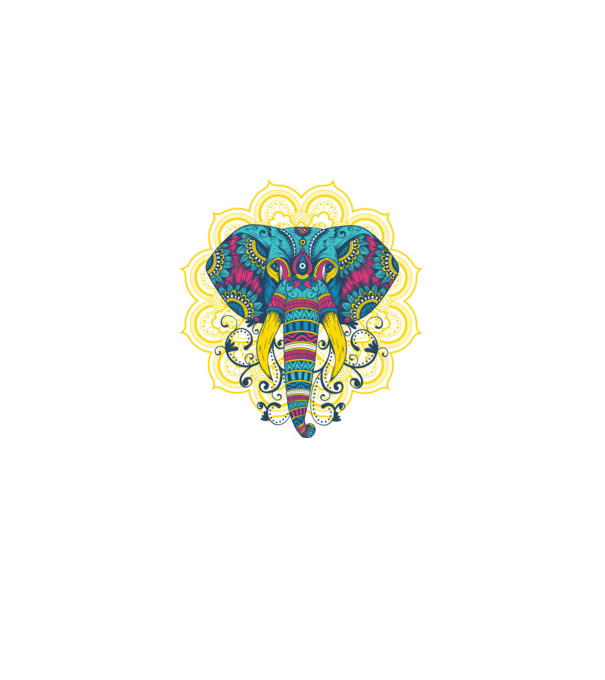 Elefant Mandala Colorat model mov pe tricou